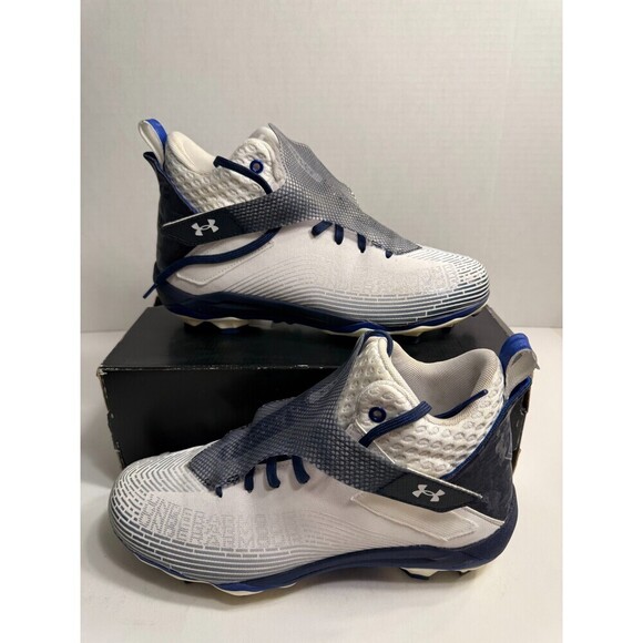 .10132 Under Armour White/Blue, Cleats-US 10 Mens - Picture 1 of 5